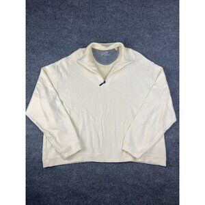 Paradise Collection Sweater Men's 2XL White Full Zip Mock Neck 100% Cotton